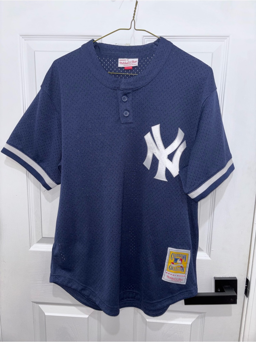 New York Yankees Mens Navy Mesh  Tee - Mitchell & Ness Sz M